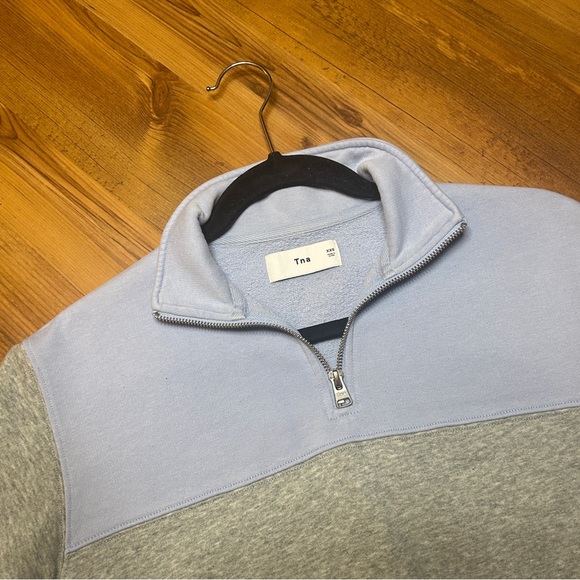 Aritzia TNA Warm Up Auarter Zip Sweater Two Tone Blue purple/Grey size xxs - Picture 3 of 4